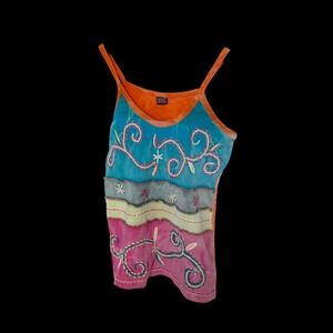 90's KPC Boho Embroidered Camisole Floral Festival Tank Small Indie Sleeze